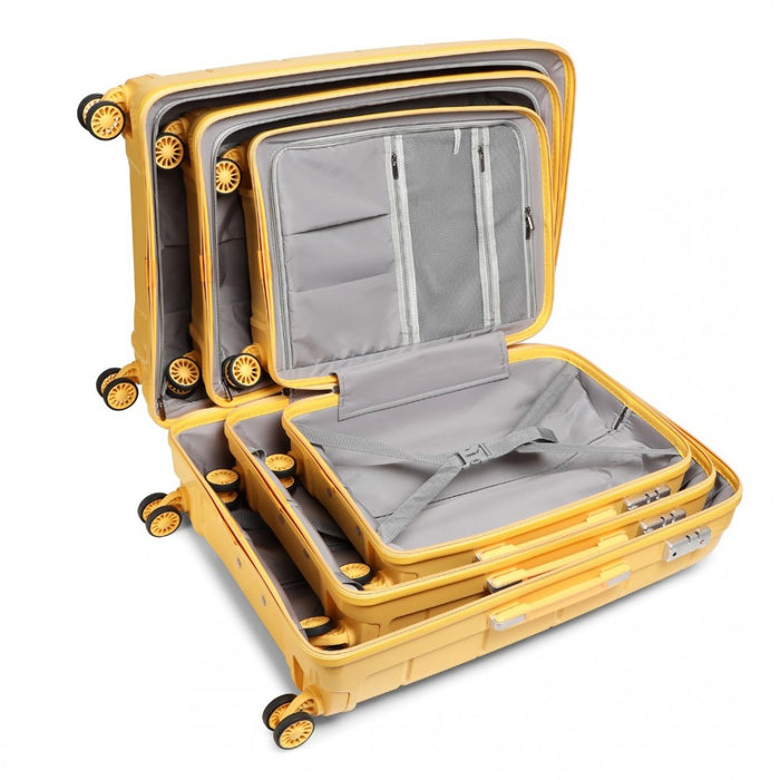 PP Hard Shell Suitcase Set – 20/24/28-Inch – Yellow