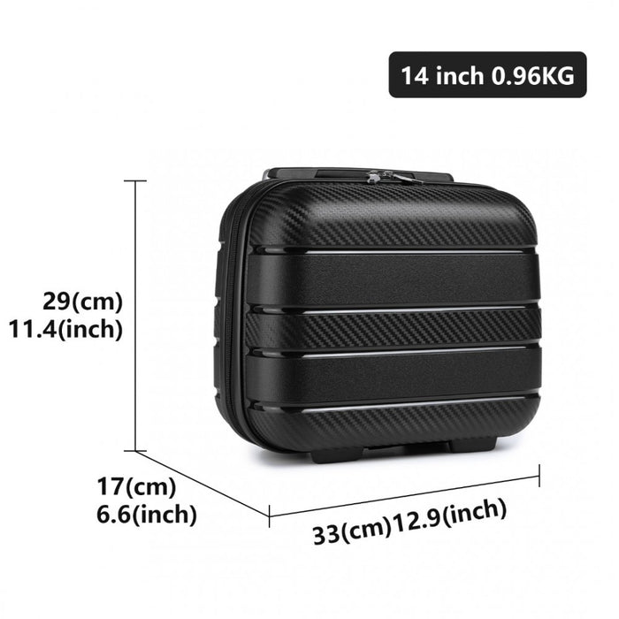 Multi-Texture PP Hard Shell Vanity Case – 14-Inch – Classic Collection – Black