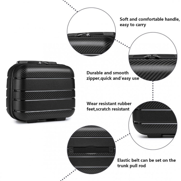 Multi-Texture PP Hard Shell Vanity Case – 14-Inch – Classic Collection – Black