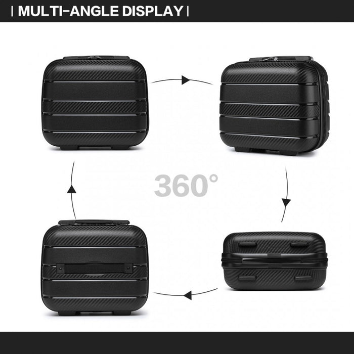 Multi-Texture PP Hard Shell Vanity Case – 14-Inch – Classic Collection – Black