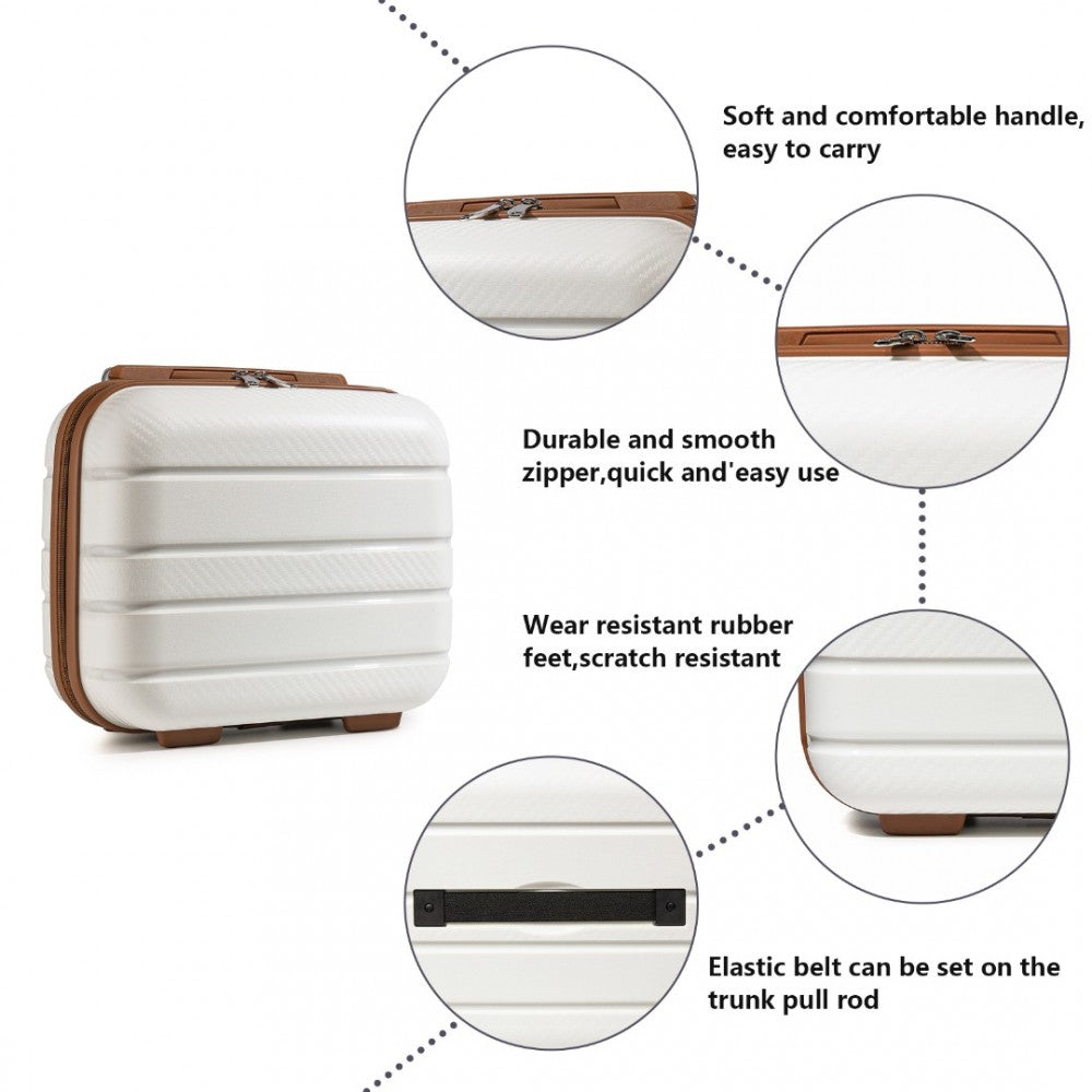 Multi-Texture PP Hard Shell Vanity Case – 14-Inch – Classic Collection – Cream