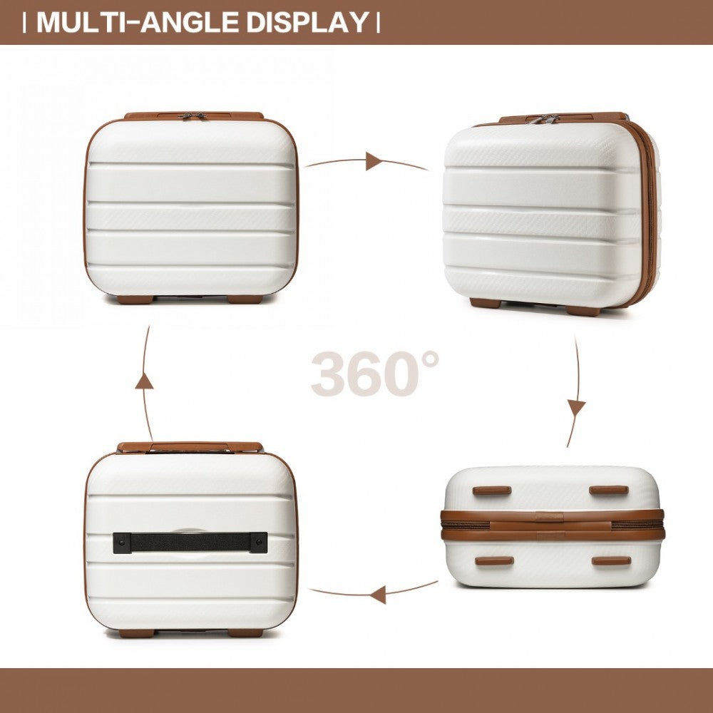 Multi-Texture PP Hard Shell Vanity Case – 14-Inch – Classic Collection – Cream
