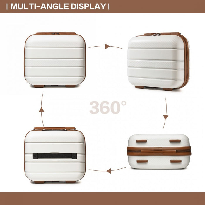 Multi-Texture PP Hard Shell Vanity Case – 14-Inch – Classic Collection – Cream