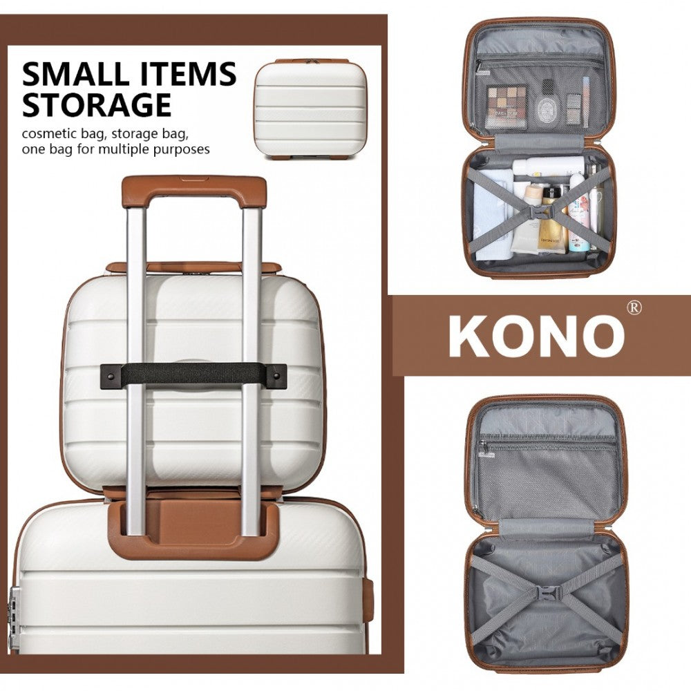 Multi-Texture PP Hard Shell Vanity Case – 14-Inch – Classic Collection – Cream