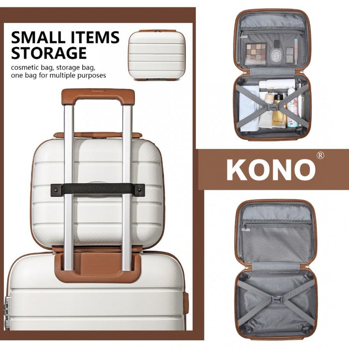 Multi-Texture PP Hard Shell Vanity Case – 14-Inch – Classic Collection – Cream