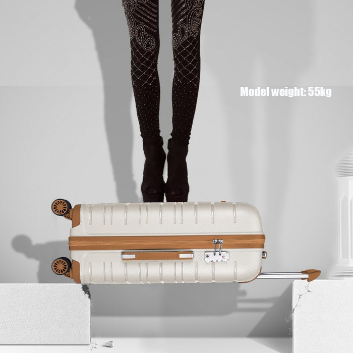 Multi-Texture PP Hard Shell Suitcase – 20-Inch – Classic Collection – Cream