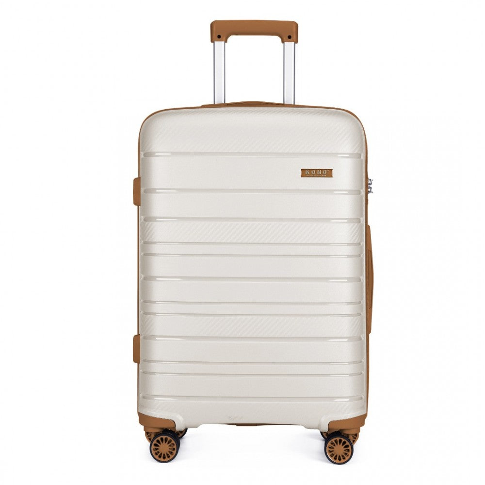 Multi-Texture PP Hard Shell Suitcase – 20-Inch – Classic Collection – Cream