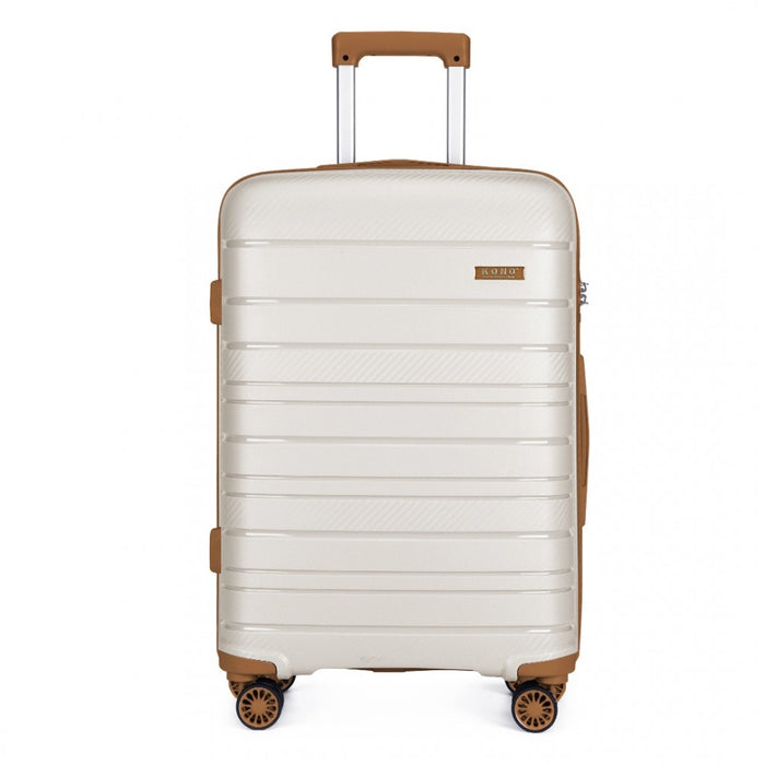 Multi-Texture PP Hard Shell Suitcase – 20-Inch – Classic Collection – Cream