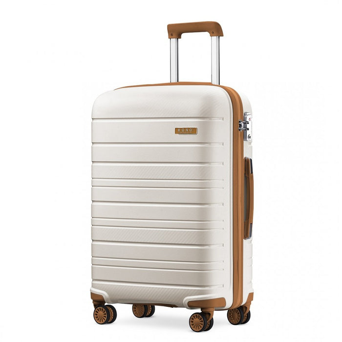 Multi-Texture PP Hard Shell Suitcase – 20-Inch – Classic Collection – Cream