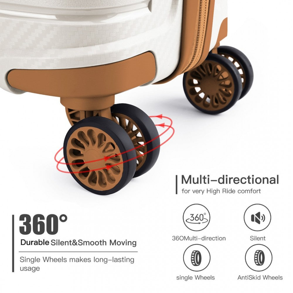 Multi-Texture PP Hard Shell Suitcase – 20-Inch – Classic Collection – Cream