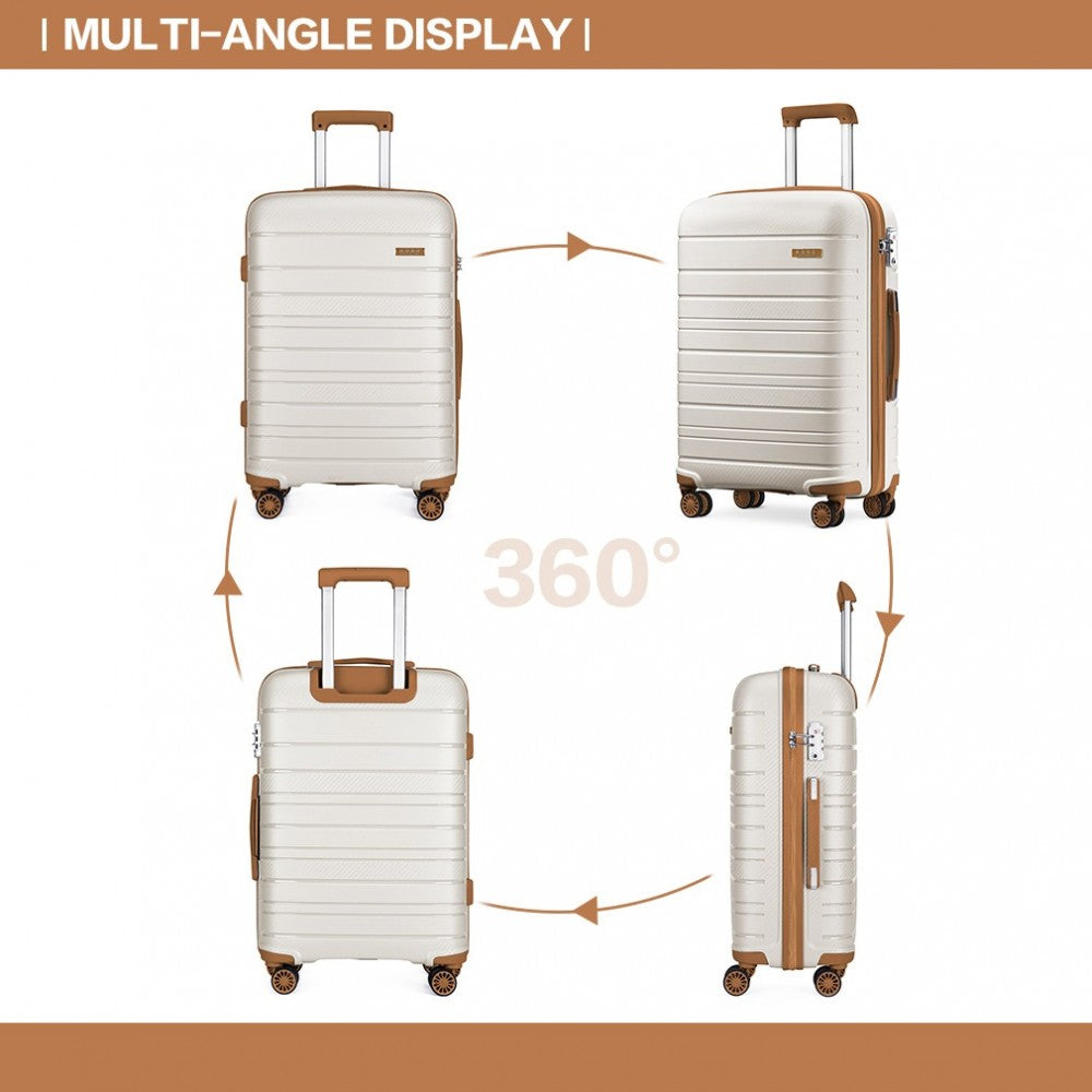 Multi-Texture PP Hard Shell Suitcase – 20-Inch – Classic Collection – Cream