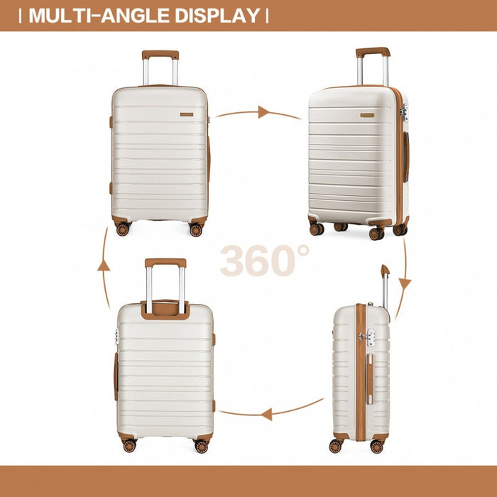 Multi-Texture PP Hard Shell Suitcase – 20-Inch – Classic Collection – Cream