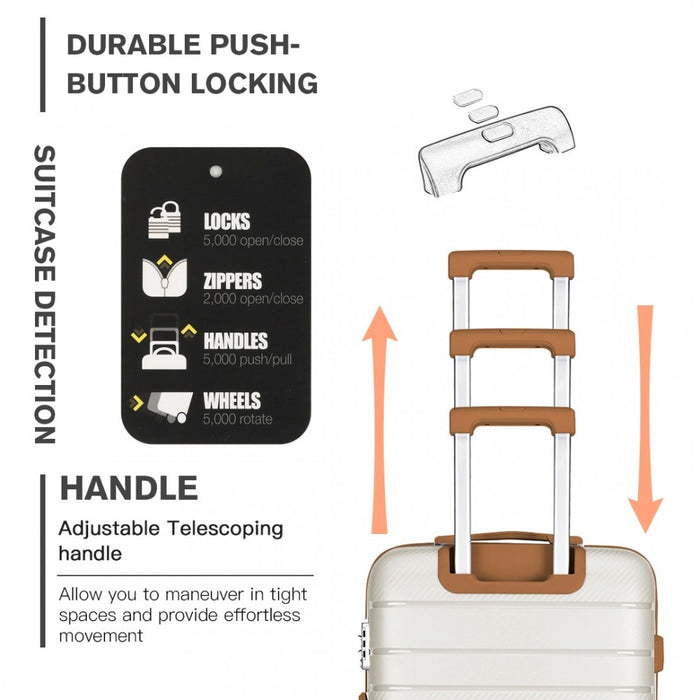 Multi-Texture PP Hard Shell Suitcase – 20-Inch – Classic Collection – Cream