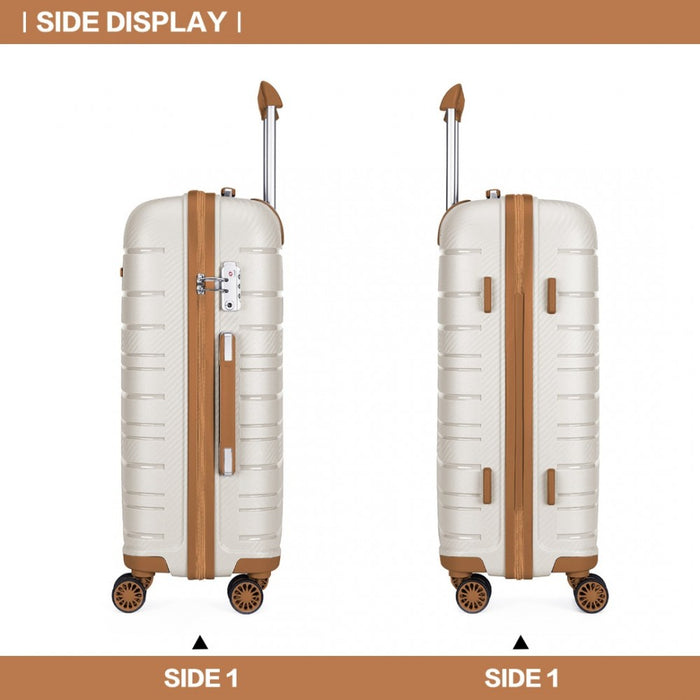 Multi-Texture PP Hard Shell Suitcase – 20-Inch – Classic Collection – Cream