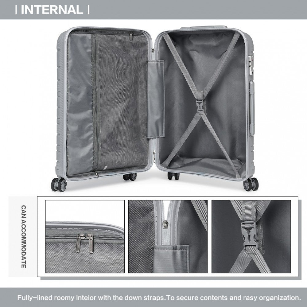 Multi-Texture PP Hard Shell Suitcase – 28-Inch – Classic Collection – Grey