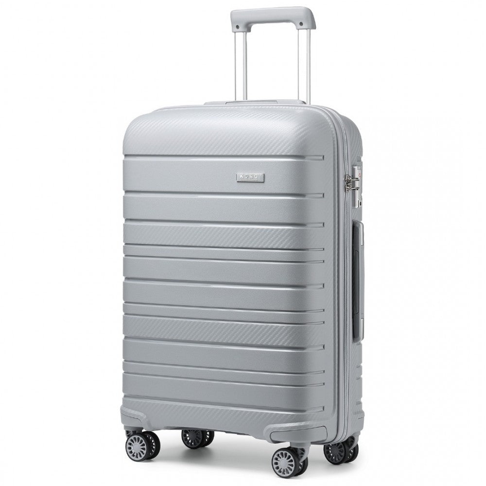 Multi-Texture PP Hard Shell Suitcase – 20-Inch – Classic Collection – Grey