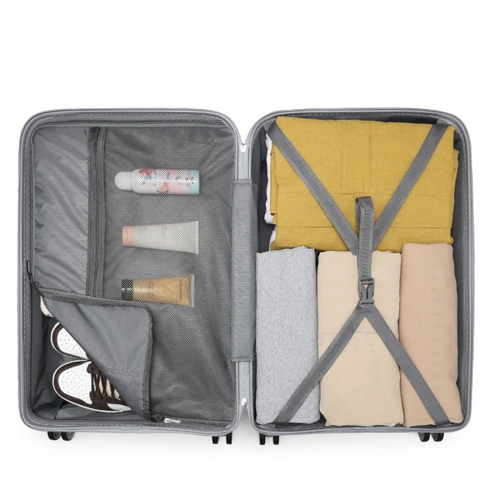 Multi-Texture PP Hard Shell Suitcase – 20-Inch – Classic Collection – Grey