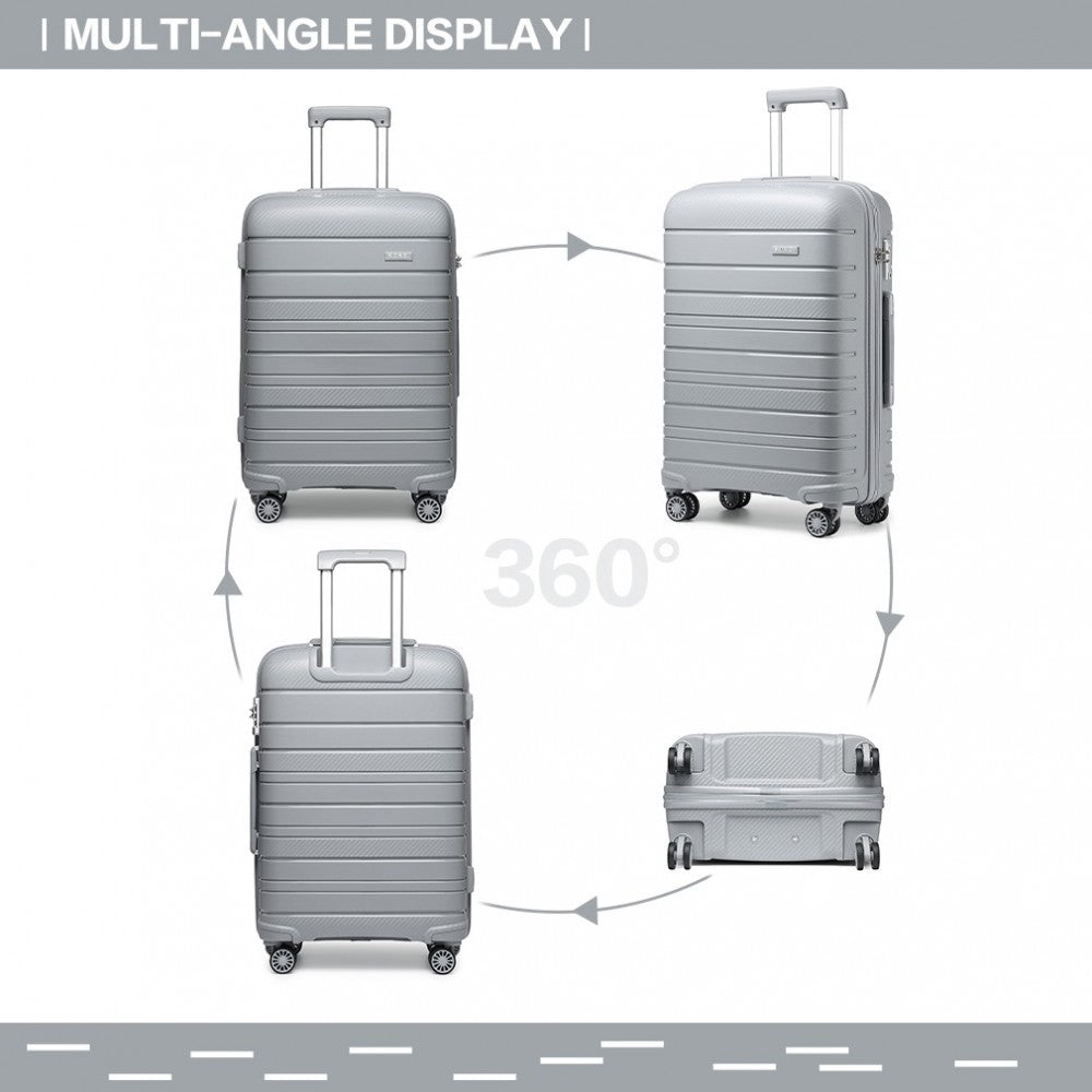Multi-Texture PP Hard Shell Suitcase – 28-Inch – Classic Collection – Grey