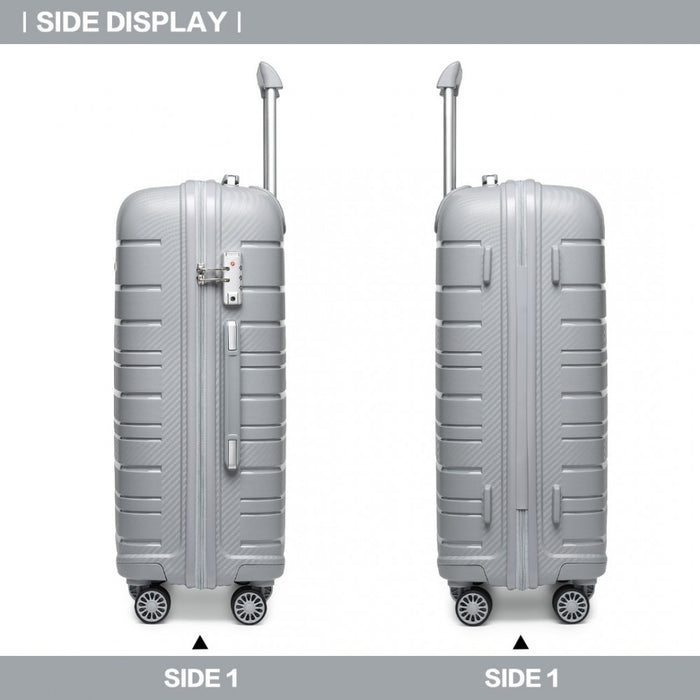 Multi-Texture PP Hard Shell Suitcase – 24-Inch – Classic Collection – Grey