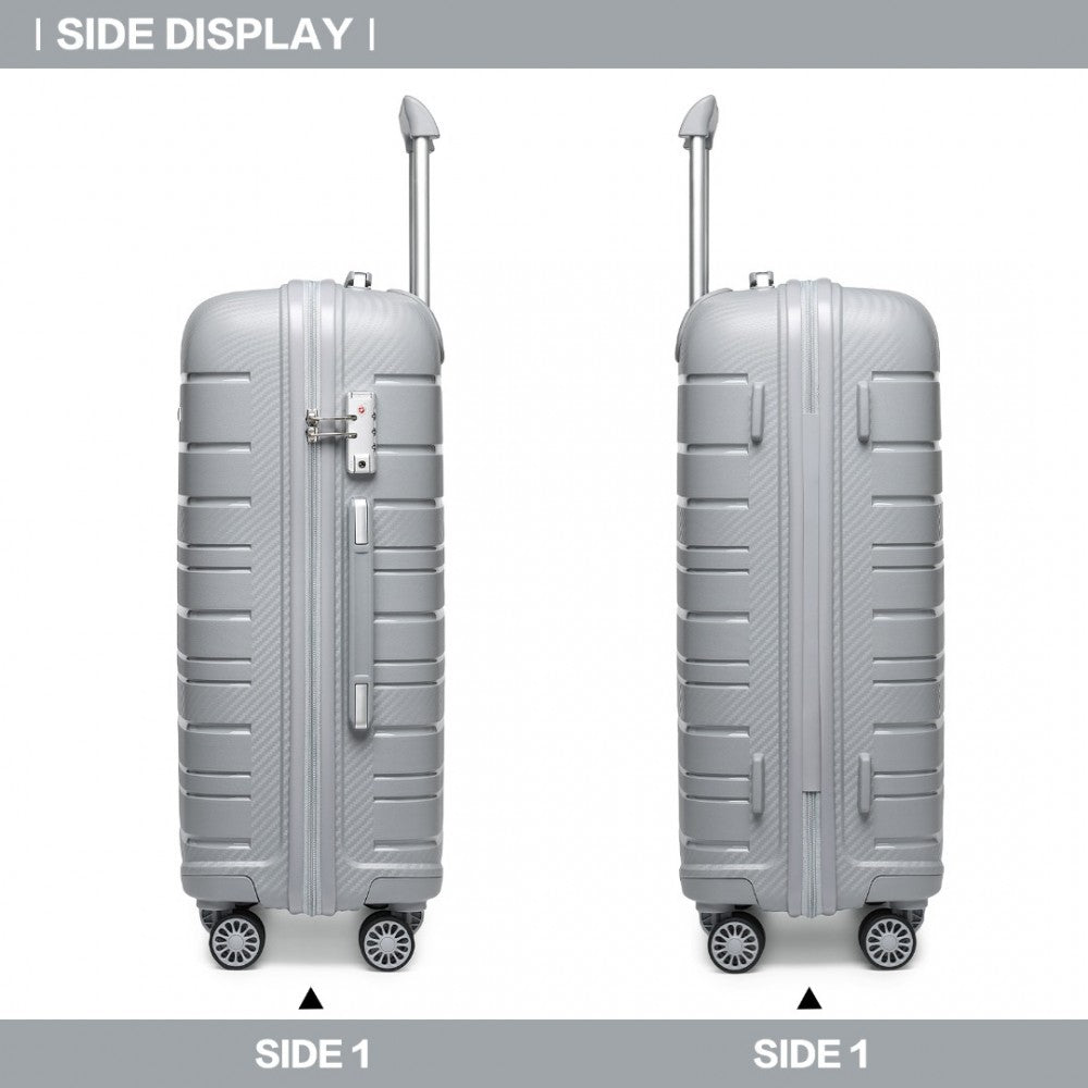 Multi-Texture PP Hard Shell Suitcase – 28-Inch – Classic Collection – Grey