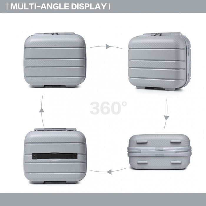 4-Piece Multi-Texture PP Hard Shell Suitcase Set with Vanity Case – Classic Collection – Grey