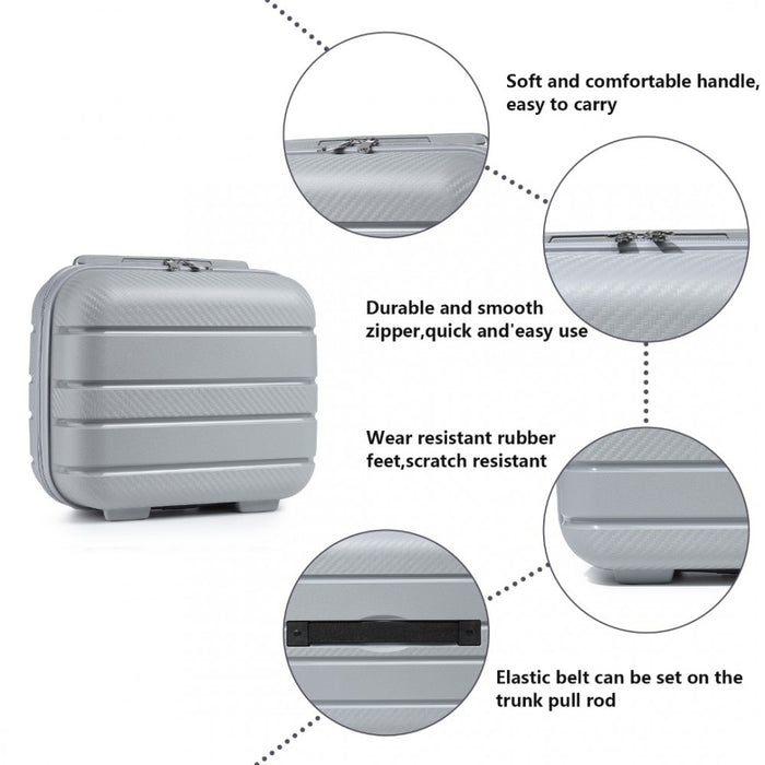 4-Piece Multi-Texture PP Hard Shell Suitcase Set with Vanity Case – Classic Collection – Grey