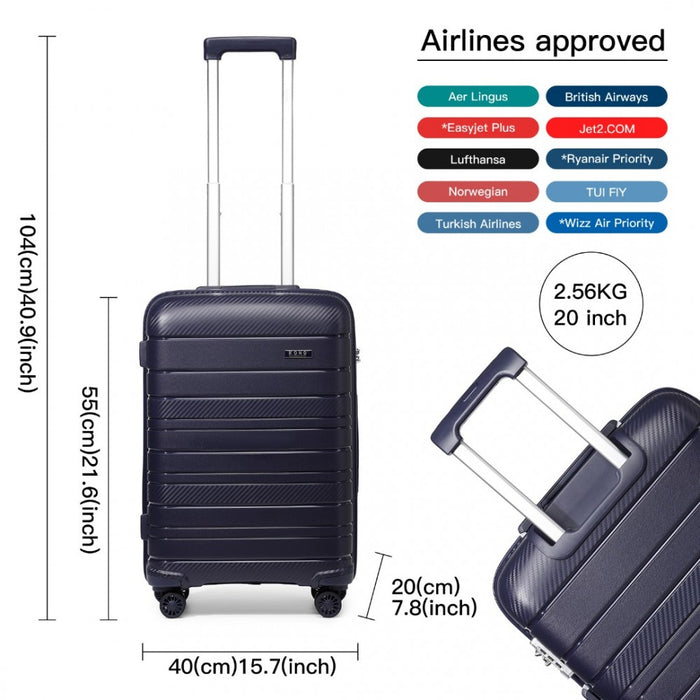 Multi-Texture PP Hard Shell Suitcase – 20-Inch – Classic Collection – Navy
