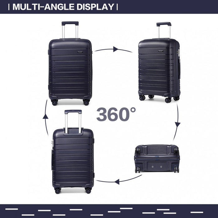 Multi-Texture PP Hard Shell Suitcase – 24-Inch – Classic Collection – Navy