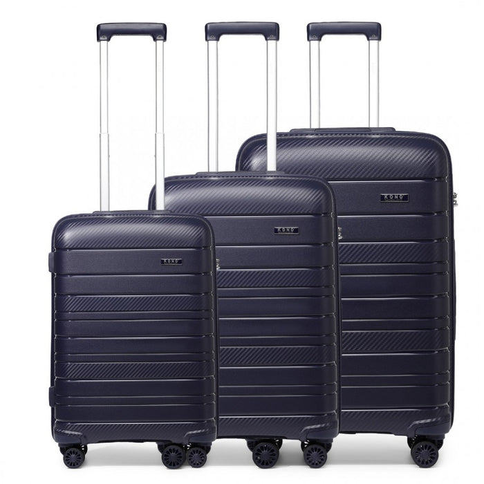 3-Piece Multi-Texture PP Hard Shell Suitcase Set – Classic Collection – Navy