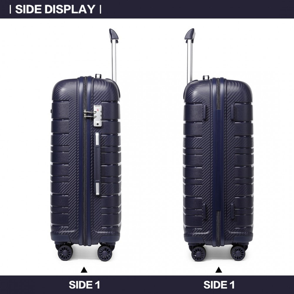 Multi-Texture PP Hard Shell Suitcase – 20-Inch – Classic Collection – Navy