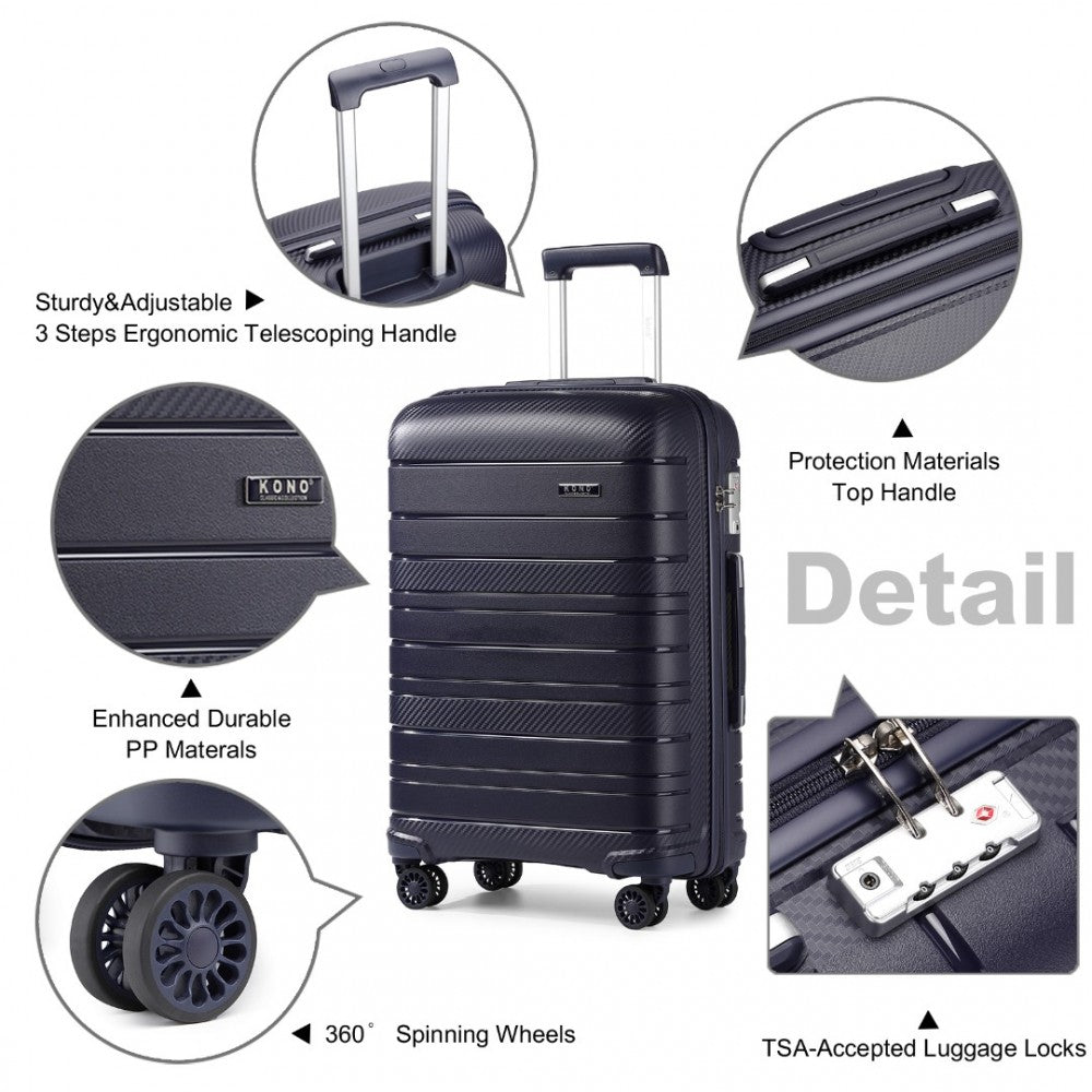 Multi-Texture PP Hard Shell Suitcase – 24-Inch – Classic Collection – Navy
