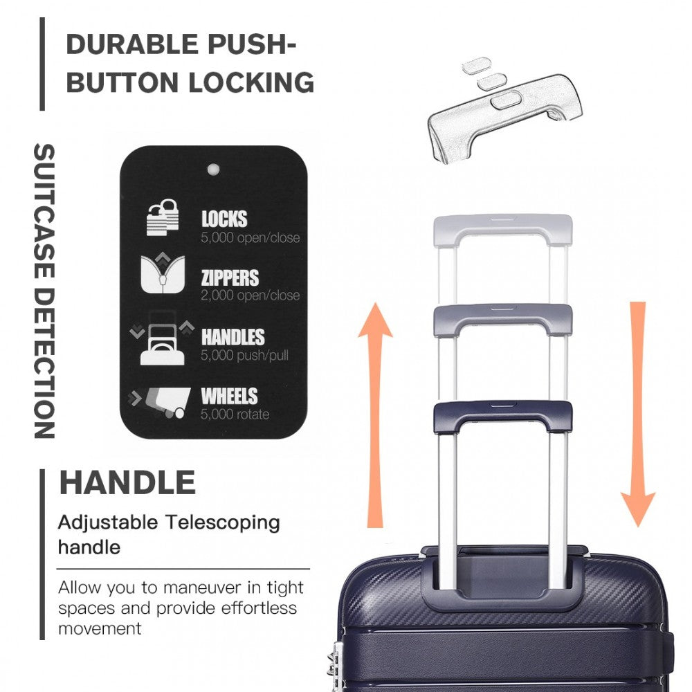 Multi-Texture PP Hard Shell Suitcase – 20-Inch – Classic Collection – Navy