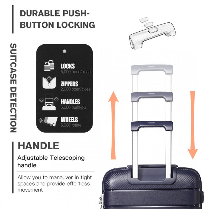 Multi-Texture PP Hard Shell Suitcase – 24-Inch – Classic Collection – Navy
