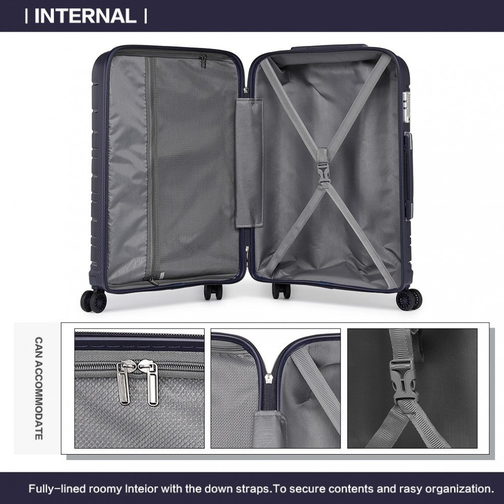 Multi-Texture PP Hard Shell Suitcase – 20-Inch – Classic Collection – Navy