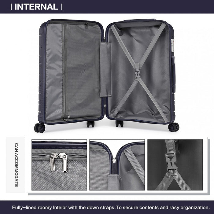 3-Piece Multi-Texture PP Hard Shell Suitcase Set – Classic Collection – Navy