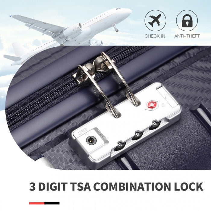 4-Piece Multi-Texture PP Hard Shell Suitcase Set with Vanity Case – Classic Collection – Navy
