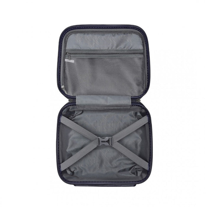 4-Piece Multi-Texture PP Hard Shell Suitcase Set with Vanity Case – Classic Collection – Navy