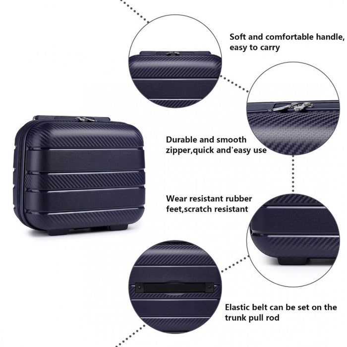 4-Piece Multi-Texture PP Hard Shell Suitcase Set with Vanity Case – Classic Collection – Navy
