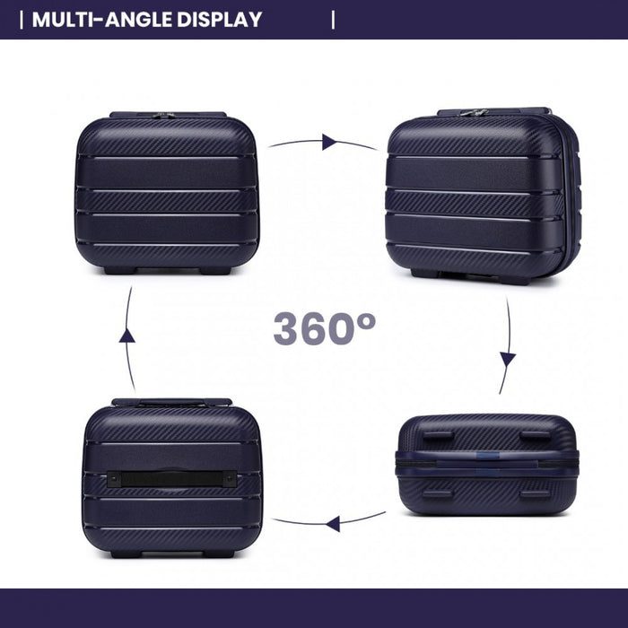 4-Piece Multi-Texture PP Hard Shell Suitcase Set with Vanity Case – Classic Collection – Navy