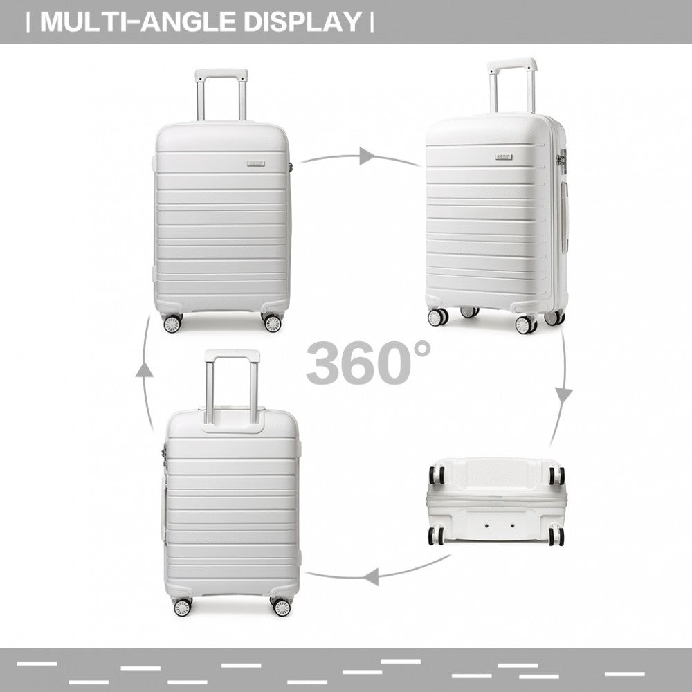 Multi-Texture PP Hard Shell Suitcase – 24-Inch – Classic Collection – White