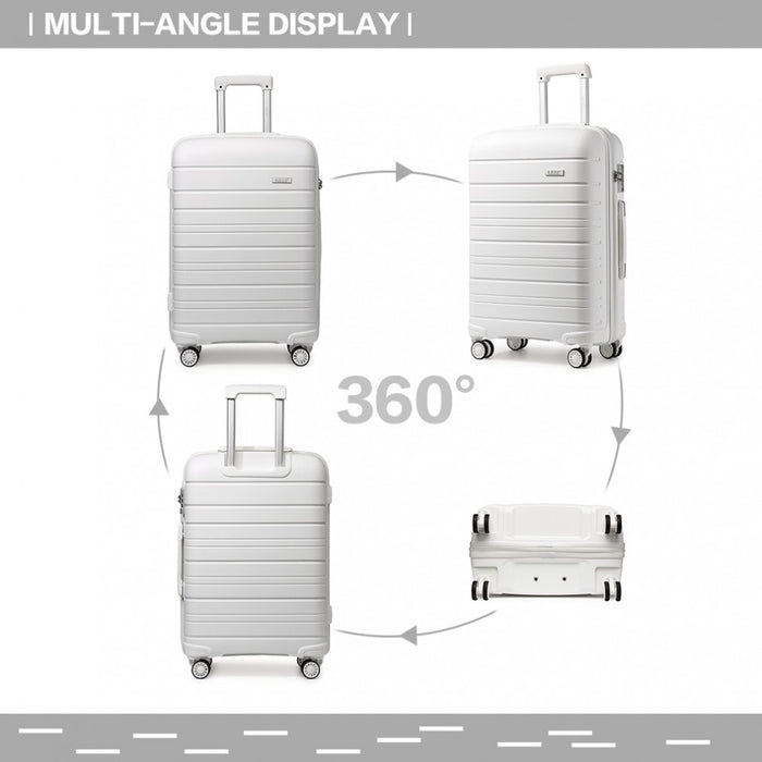 3-Piece Multi-Texture PP Hard Shell Suitcase Set – Classic Collection – White