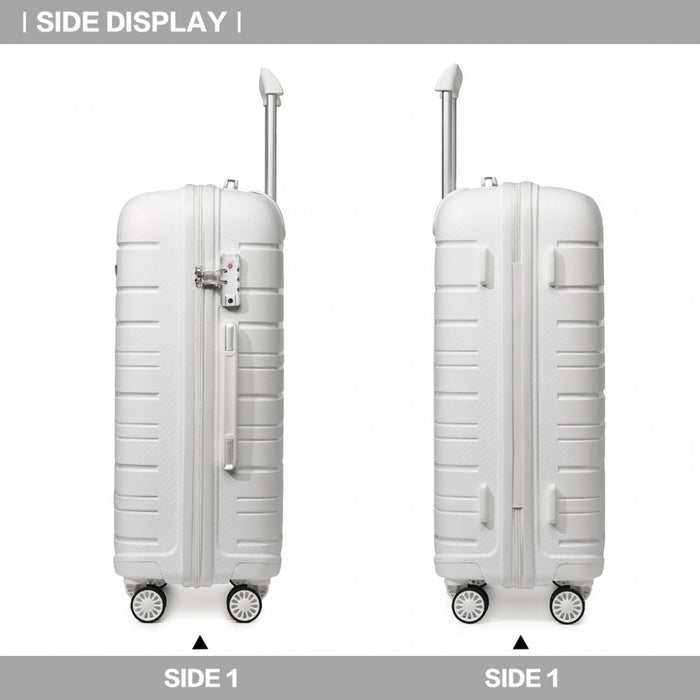 Multi-Texture PP Hard Shell Suitcase – 28-Inch – Classic Collection – White