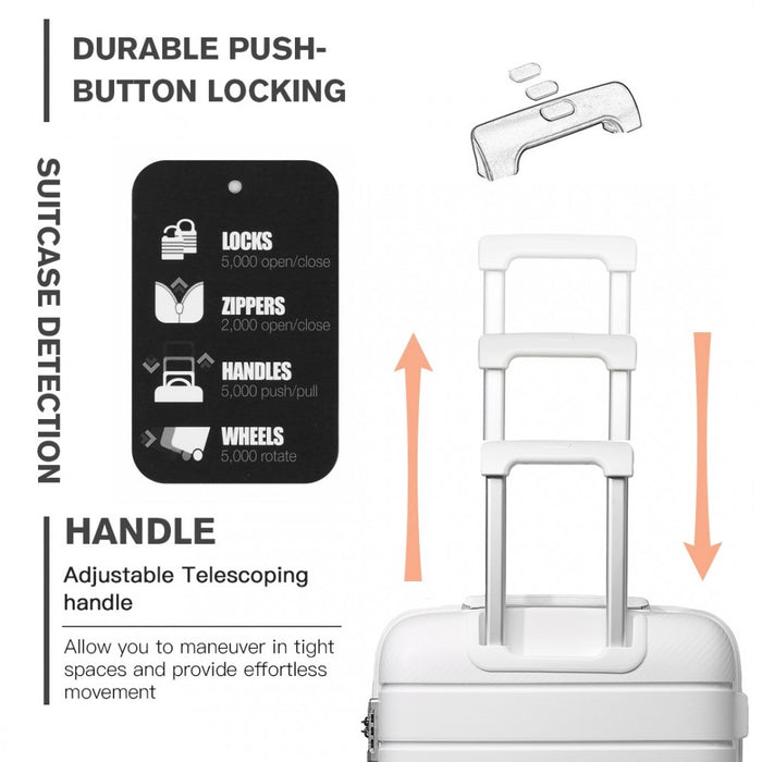 Multi-Texture PP Hard Shell Suitcase – 28-Inch – Classic Collection – White