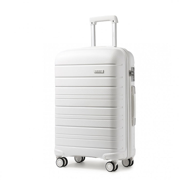 Multi-Texture PP Hard Shell Suitcase – 28-Inch – Classic Collection – White