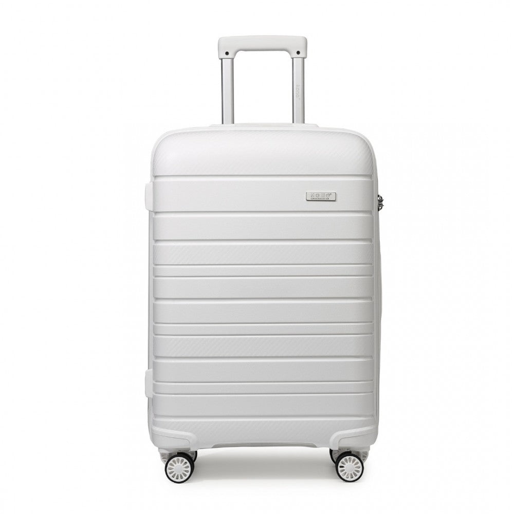 Multi-Texture PP Hard Shell Suitcase – 24-Inch – Classic Collection – White