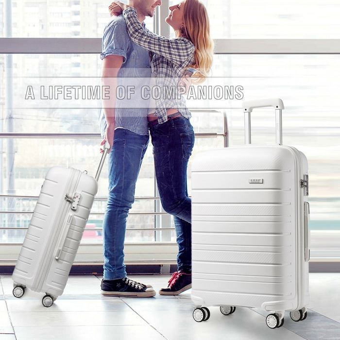 3-Piece Multi-Texture PP Hard Shell Suitcase Set – Classic Collection – White