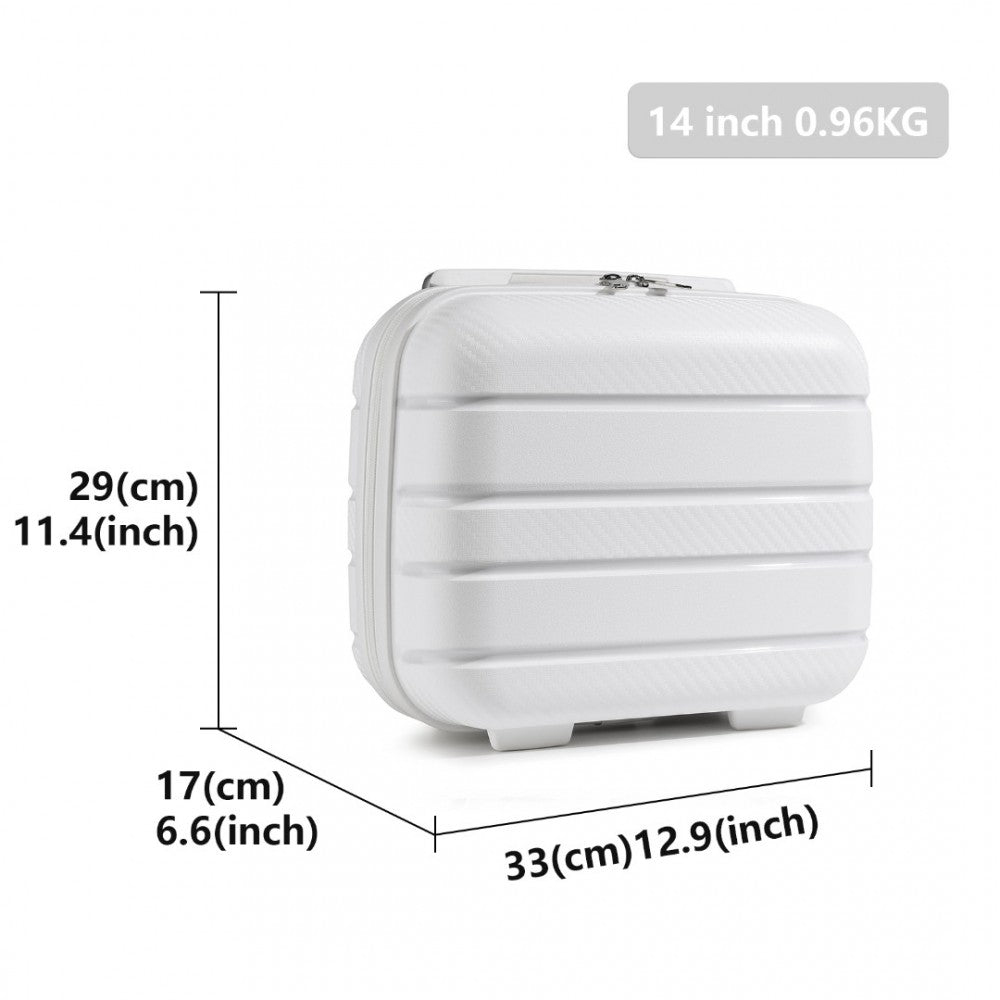 Multi-Texture PP Hard Shell Vanity Case – 14-Inch – Classic Collection – White