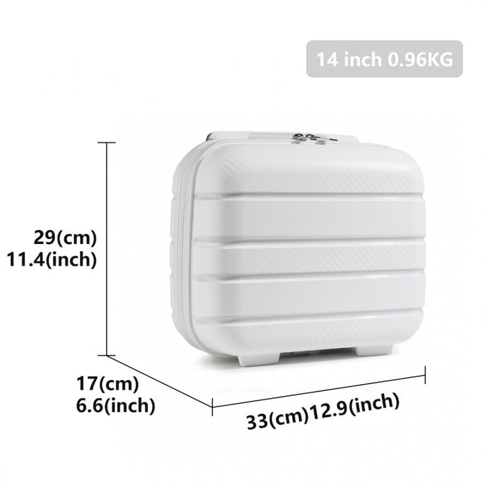 Multi-Texture PP Hard Shell Vanity Case – 14-Inch – Classic Collection – White
