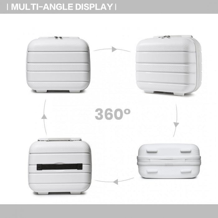 4-Piece Multi-Texture PP Hard Shell Suitcase Set with Vanity Case – Classic Collection – White