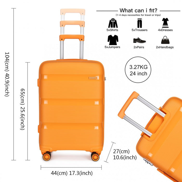 3-Piece Bright PP Hard Shell Suitcase Set – Classic Collection – Orange